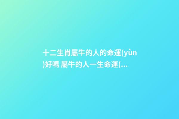 十二生肖屬牛的人的命運(yùn)好嗎 屬牛的人一生命運(yùn)如何-第1張-觀點(diǎn)-玄機(jī)派
